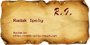 Radak Ipoly névjegykártya